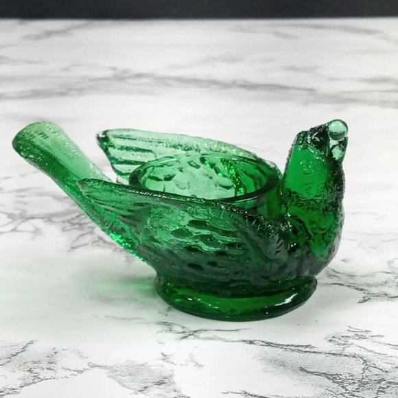 Degenhart Glass Bird & Berry Trinket Paperweight Open Salt Vtg - Picture 8 of 8